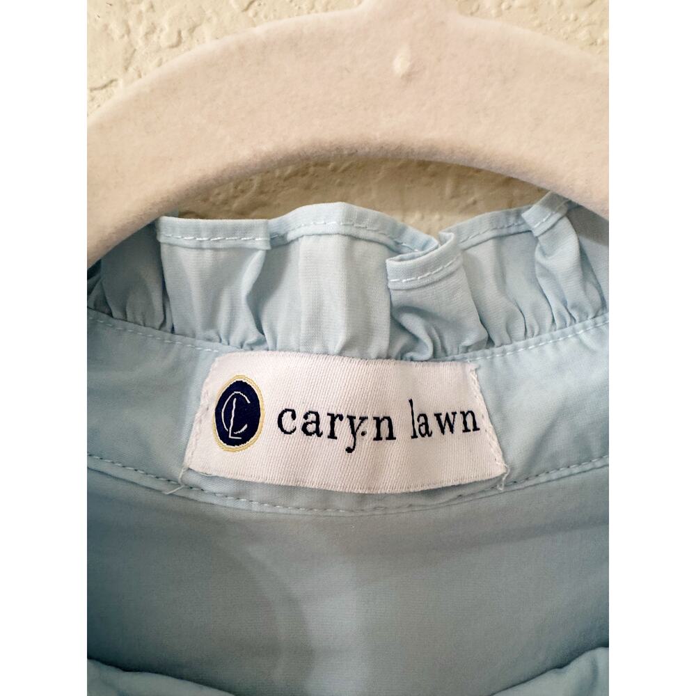 Caryn Lawn Kimberly Ruffle Collar Preppy Poplin Dress Light Blue Size M - Picture 3 of 5